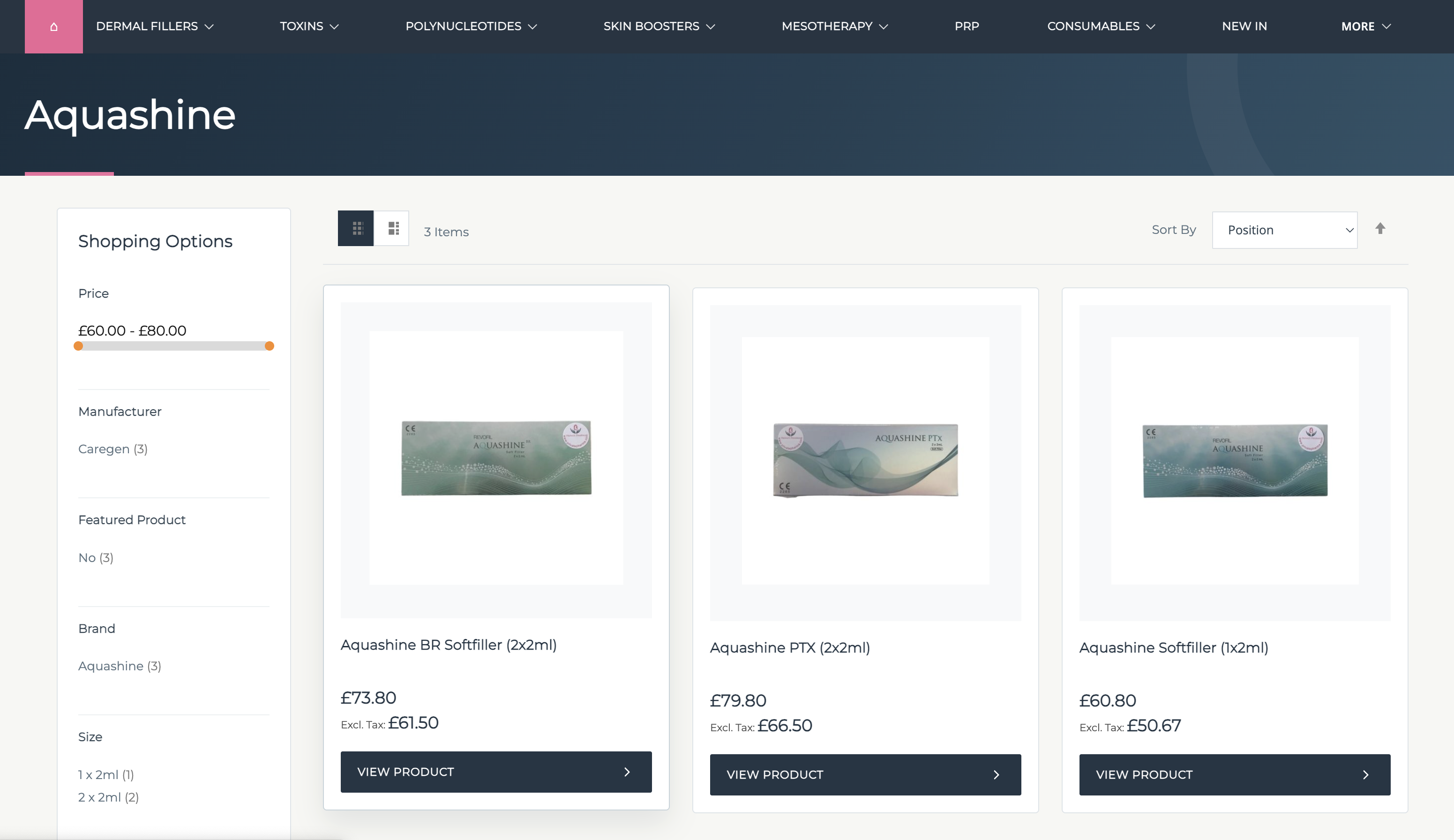 Private Pharma Magento category page