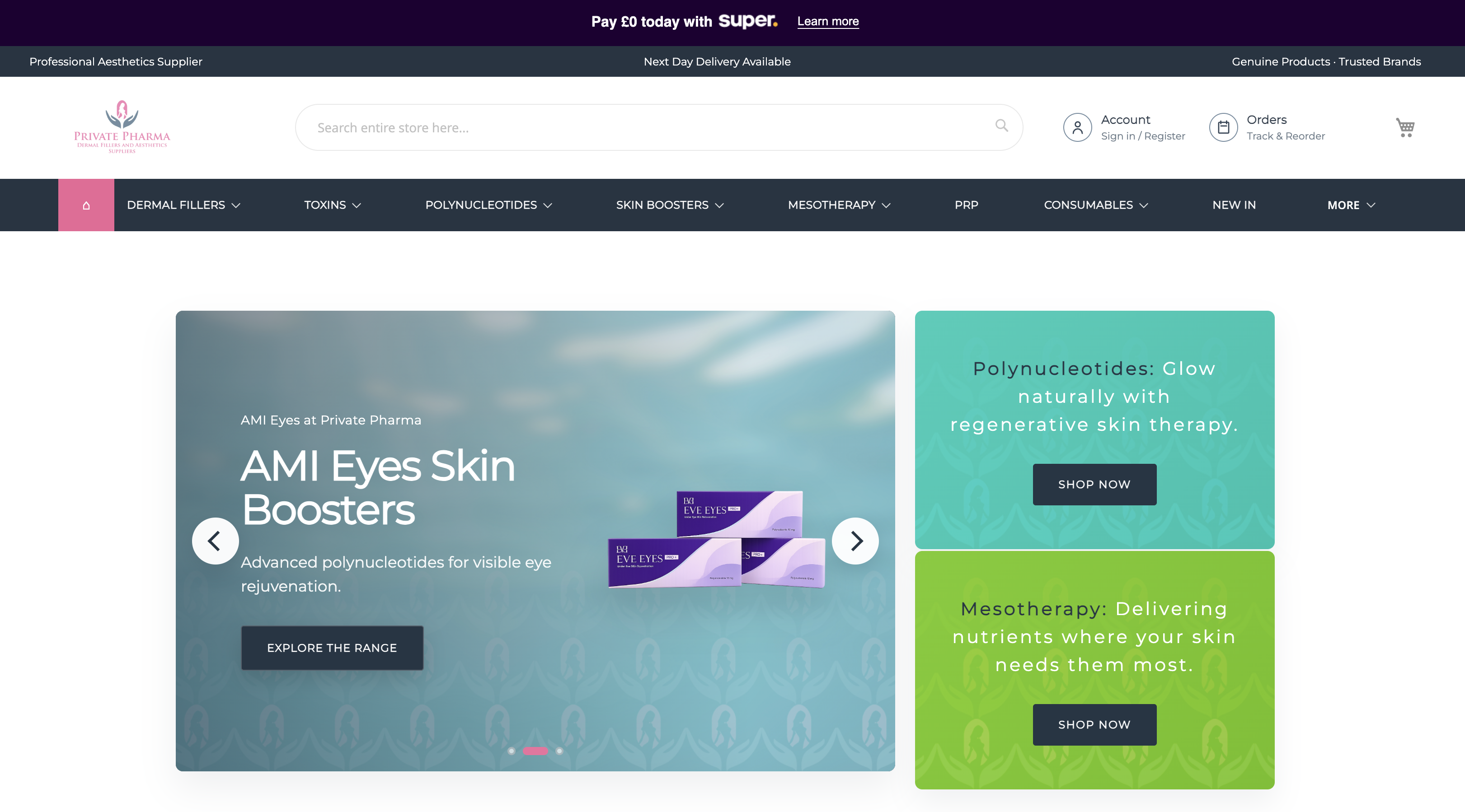 Private Pharma Magento 2 redesigned homepage